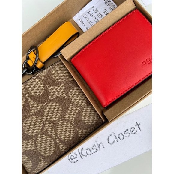 Coach Mens Wallet Boxed 3 In 1 Wallet Gift Set In Signature Canvas - Picture 8 of 11